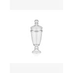 Decorium Dalia Platin Yaldızlı 34,9 cm 2 Parça Kapaklı Ayaklı Dekoratif Cam Kavanoz 9-01150132
