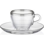 Decorium Dalia Platin Yaldızlı 70 ml 12 Parça 6 Kişilik Cam Kahve Fincan Takımı 9-01120022