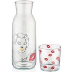 Decorium Iconic Marilyn 1200 ml 2 Parça Bardaklı Başucu Cam Sürahi 9-01050054