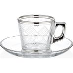 Decorium Karo Platin Yaldızlı 80 ml 12 Parça 6 Kişilik Porselen Kahve Fincan Takımı 9-01120026