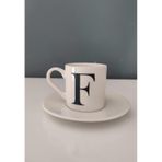 Decorıum Kum F Harfli Kahve Fincanı Beyaz