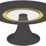 Decorium Vision Black 24 Ayar Altın Yaldızlı 21 cm Ayaklı Cam Servis Tabağı 9-01150021