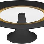 Decorium Vision Black 24 Ayar Altın Yaldızlı 33 cm Ayaklı Cam Servis Tabağı 9-01150023