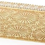 Decorium Zarafet Altın Kaplama 28X46 cm Trabzon El Işçiliği Dikdörtgen Telkari Tepsi 9-03010082