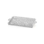 Decorium Zarafet Gümüş Kaplama 28x46 cm Trabzon El İşçiliği Dikdörtgen Telkari Tepsi 9-03010088