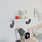 Decormet Bomerang Beyaz - Siyah Duvar Rafı
