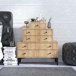 Decormet Gobi Modern Şifonyer Safir Meşe 80 cm Genişlik 40 cm Derinlik 3 Çekmeceli