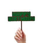 DECOROMA Minecraft Temalı Pasta Üstü Yazısı Happy Birthday (Doğum Günü Pasta Üzeri Süsü)