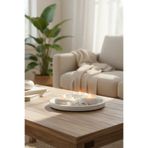 decoronay Dekoratif Mumluk Seti - 20 cm TEPSİ + 3’lü Yuvarlak Mumluk - MUM HEDİYELİ