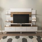 Decorotika Diana Modern Tasarımlı Beyaz Ceviz TV Ünitesi Suntalam Malzeme 180x143x30 cm