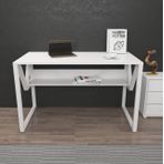 Decorotika Lona Beyaz Beyaz Metal Çalışma Masası