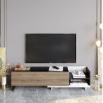 Decorotika Parion Beyaz Siyah Ceviz Tv Ünitesi