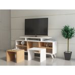 Decorotika Selin Beyaz Teak Tv Ünitesi