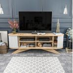 Decorotika Stor Safirmeşe Beyaz Tv Ünitesi