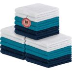 DecorRack 18'li Paket%100 Pamuklu Yıkama Bezi, Ultra Yumuşak, 11 x 11 inç Ultra Emici, Makinede Yıkanabilir Birinci Sınıf Keseler, Mavi (18'li Paket)