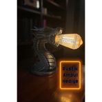 decory Dragga Ejderha Figürlü Masa Lambası, Cozy Tarz Dekoratif Masa Lambası (Rustik ampul hediyeli) E27