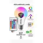 decory Kumandalı RGB Ampul, Uzaktan Kumandalı Çok Renkli Ampul E27 Duylu