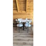 decosense 4 Kişilik Modern 90 cm Yuvarlak Masa ve 4 Teddy Sandalyeli Mutfak Takımı Balkon Takımı Salon Takımı
