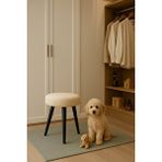 Decosense Cozy Peluş Puf Dekoratif Ahşap 3 Siyah Ayaklı Tabure Şık Konforlu Yumuşacık Modern Ve Rahat Oturak Bej
