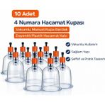 Decostyle 4 Numara Hacamat Kupası 10 Adet Vakumlu Manuel Kupa Bardak Dayanıklı Plastik Hacamat Kabı