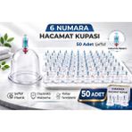 Decostyle 6 Numara Hacamat Kupası 50 Adet Vakumlu Kupa Bardak Dayanıklı Plastik Manuel Hacamat Kabı