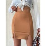 Decostyle Çift Yırtmaçlı Etek Camel S25910 - 001-Renkli