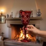 Decostyle Gloria El Kesmesi Renkli Kadeh Bardak 270 cc - Kırmızı