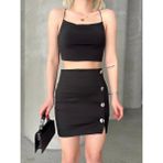 Decostyle Likralı Gabardin Dört Düğmeli Etek - 001-Renkli