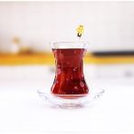 Decostyle Özel Bambu Kesim Desenli 6 Kişilik Çay Bardağı ve Tabağı Takımı (12 Parça) - 1 Adet - 125 ml