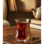 Decostyle Yaprak Kesme Kristal Dekorlu Çay Bardağı 6'lı - Özel Tasarım İnce Belli