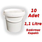 Decotone 1,1 lt Plastik Kapaklı Kova Hobi Boya Gıda Yoğurt Kovası Beyaz 10 Adet