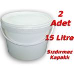 Decotone 15 Lt Plastik Kapaklı Kova Hobi Boya Gıda Yoğurt Fermantasyon Kovası Beyaz - 2 Adet