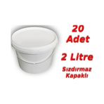 Decotone 2 L Plastik Kapaklı Kova Hobi Boya Gıda Yoğurt Kovası - 20 Adet Beyaz