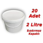 Decotone 2 lt Plastik Kapaklı Kova Hobi Boya Gıda Yoğurt Kovası Beyaz 20 Adet