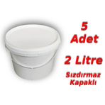 Decotone 2 lt Plastik Kapaklı Kova Hobi Boya Gıda Yoğurt Kovası Beyaz 5 Adet
