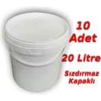 Decotone 20 Lt Plastik Kapaklı Kova Hobi Boya Gıda Yoğurt Fermantasyon Kovası Beyaz - 10 Adet