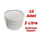 Decotone 3 L Plastik Kapaklı Kova Hobi Boya Gıda Yoğurt Kovası - 10 Adet Çok Renkli