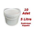 Decotone 5 L Plastik Kapaklı Kova Hobi Boya Gıda Yoğurt Kovası - 10 Adet Beyaz