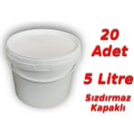 Decotone 5 lt Plastik Kapaklı Kova Hobi Boya Gıda Yoğurt Kovası Beyaz 20 Adet