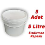Decotone 5 lt Plastik Kapaklı Kova Hobi Boya Gıda Yoğurt Kovası Beyaz 5 Adet