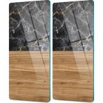 Decovetro Cam Kahve Sofra Sunum Tablası 2'li Set Ahşap Mermer Desenli 30 x 15 cm - Çok Renkli