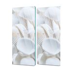 Decovetro Cam Kahve Sofra Sunum Tablası 2'li Set Deniz Kabuğu Desenli 30 x 15 cm