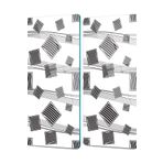 Decovetro Cam Kahve Sofra Sunum Tablası 2'li Set Gri Geometrik Desenli 30 x 15 cm