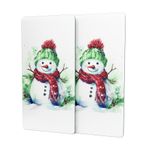 Decovetro Cam Kahve Sofra Sunum Tablası 2'li Set Kardan Adam Desenli 30 x 15 cm