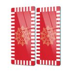 Decovetro Cam Kahve Sofra Sunum Tablası 2'li Set Kırmızı Beyaz Kar Tanesi Desenli 30 x 15 cm