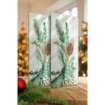 Decovetro Cam Kahve Sofra Sunum Tablası 2'li Set Noel Yılbaşı Çelenk Desenli 30 x 15 cm