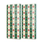 Decovetro Cam Kahve Sofra Sunum Tablası 2'li Set Yeşil Beyaz Geometrik Desenli 30 x 15 cm