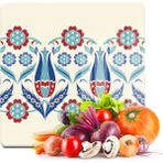 Decovetro Cam Kesme Tahtası Kare Çini Lale Desenli 30x30 Cm