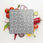 Decovetro Cam Kesme Tahtası Kare Geometrik Çizgiler Desenli 30x30 Cm