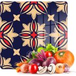 Decovetro Cam Kesme Tahtası Kare Lacivert Çini Desenli 30x30 Cm